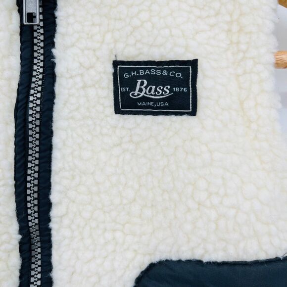 Sherpa Vest by G.H. Bass, Size 2T, Cream and Black Full Zip Pockets High Pile - Picture 5 of 9